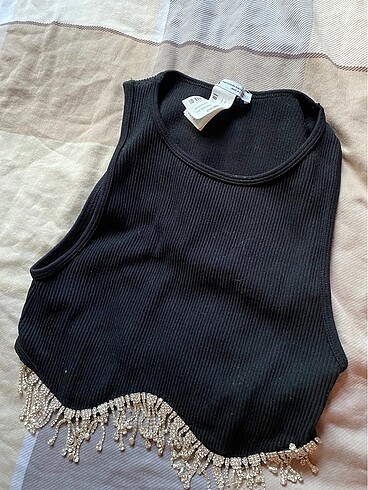 Zara Taşlı Crop Top