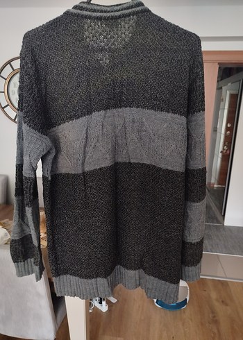 xl Beden gri Renk Gri Örgü V Yaka Erkek Kazak
