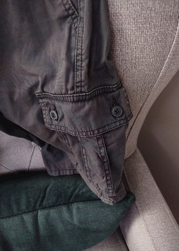 Gri Bol Kesim Kemerli Kot Şort - Görsel 2