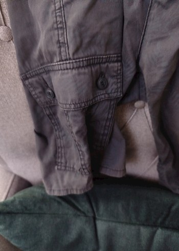 Gri Bol Kesim Kemerli Kot Şort - Görsel 3