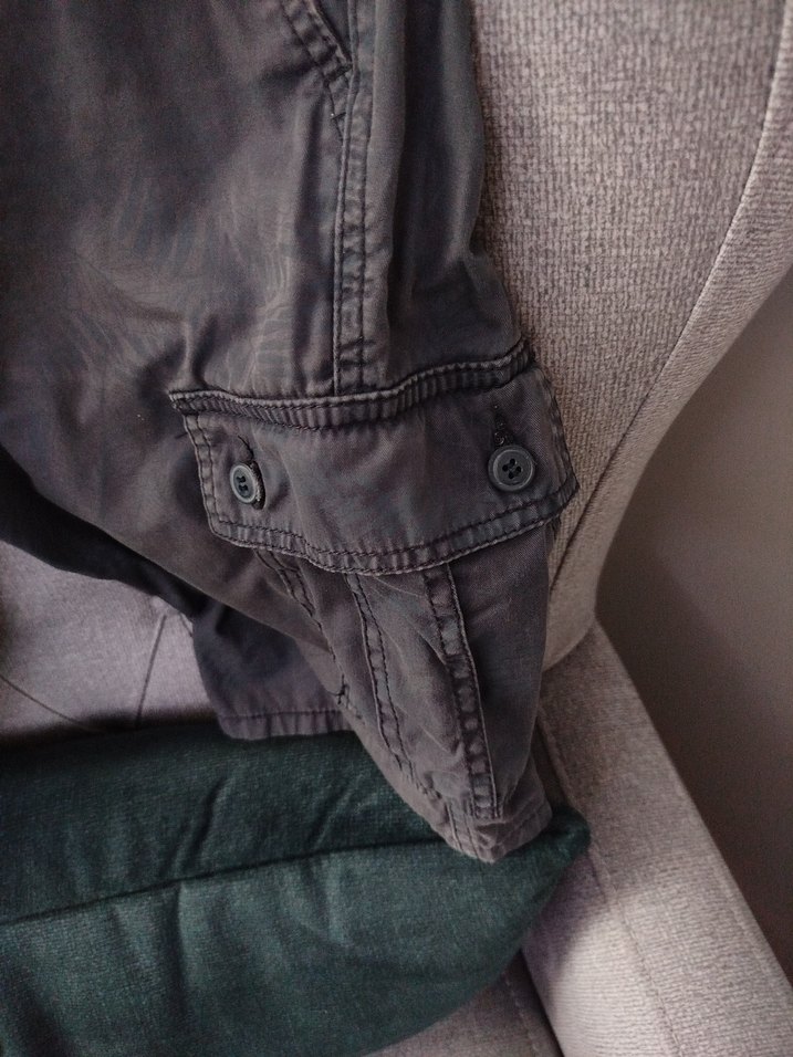 Gri Bol Kesim Kemerli Kot Şort - Görsel 2