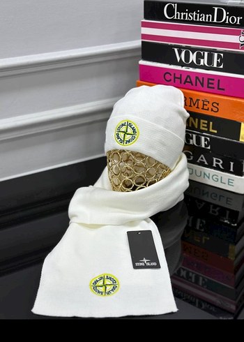 Beyaz Erkek Örgü Bere ve Atkı Seti(hilly) - Görsel 6