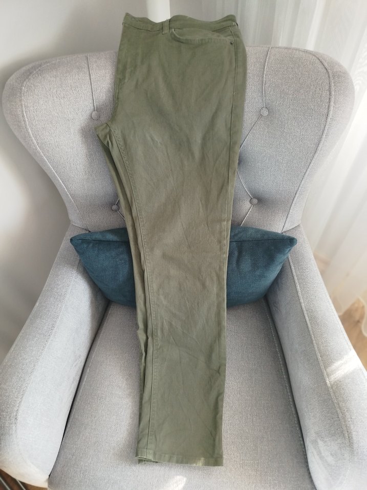Haki Kumaş Pantolon, Kemerli, Normal Boy - Görsel 2