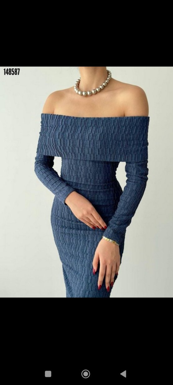 Kadın Uzun Denim Elbise(TM) - Görsel 4