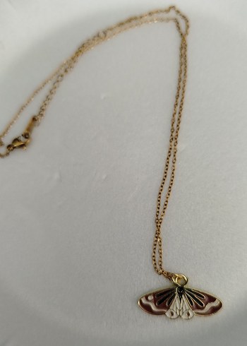 Beden Bej Kelebek Zincir Detaylı Bohem Midi Kolye