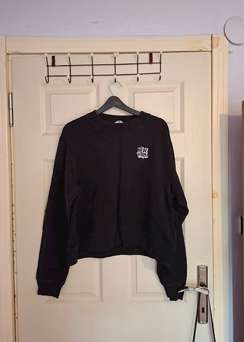Siyah Baskılı Kadın Sweatshirt