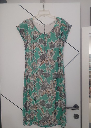 Yesil Desenli Midi Bohem Elbise