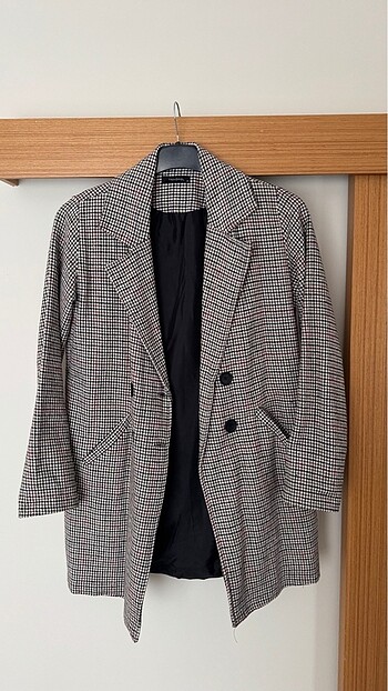 Trendyol Oversize kareli kaşe ceket