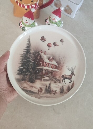 Yılbaşı temalı 21 cm pasta tabağı 