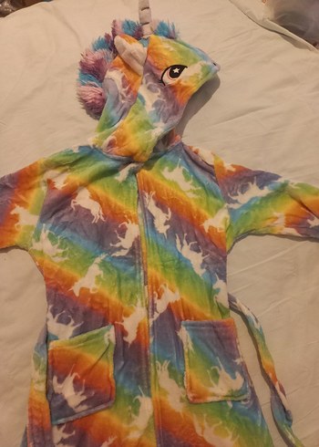 Kız Çocuk Renkli Batik Desenli Bornoz - Görsel 6