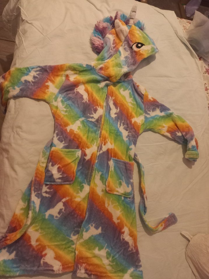 Kız Çocuk Renkli Batik Desenli Bornoz - Görsel 5