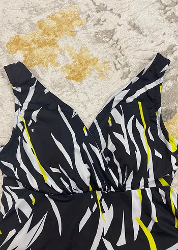 Sarı Zebra Desenli Uzun Kesim Kadın Mayo lcw - Görsel 3