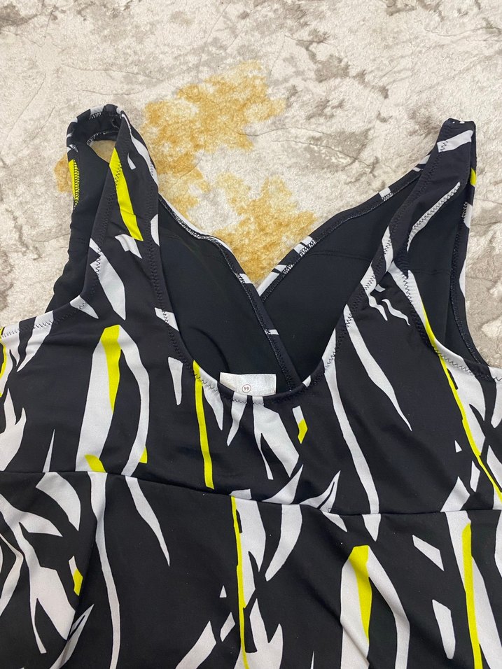 Sarı Zebra Desenli Uzun Kesim Kadın Mayo lcw - Görsel 2