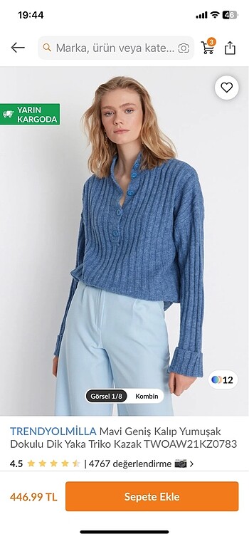 Mavi triko kazak - Görsel 4