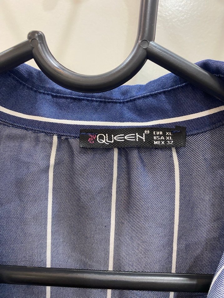 Kadın Mavi Çizgili Keten Gömlek - Görsel 4