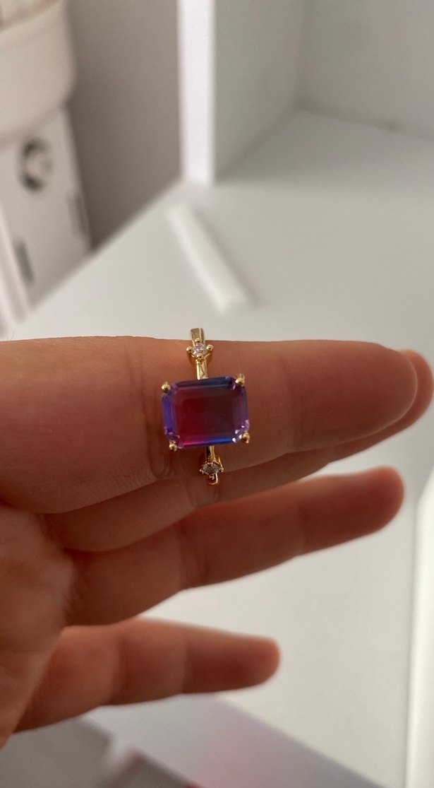 Renkli Taşlı Gold Kadın Yüzük Seti - Görsel 2