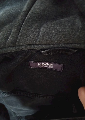 Kapüşonlu Gri Erkek Çocuk Kot Ceket - Görsel 3