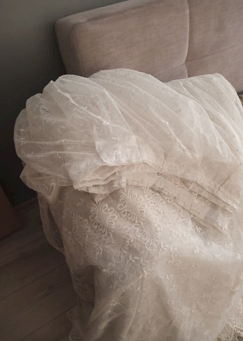 İşlemeli Beyaz Bohem Tül Perde - Görsel 2