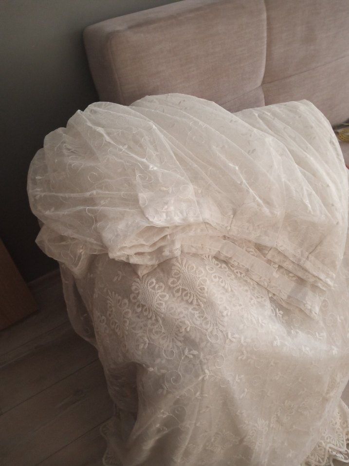 İşlemeli Beyaz Bohem Tül Perde - Görsel 2