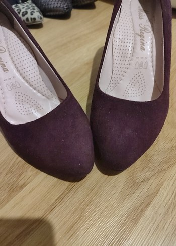 Bordo Süet Kalın Dolgu Topuklu Kadın Klasik Ayakkabı