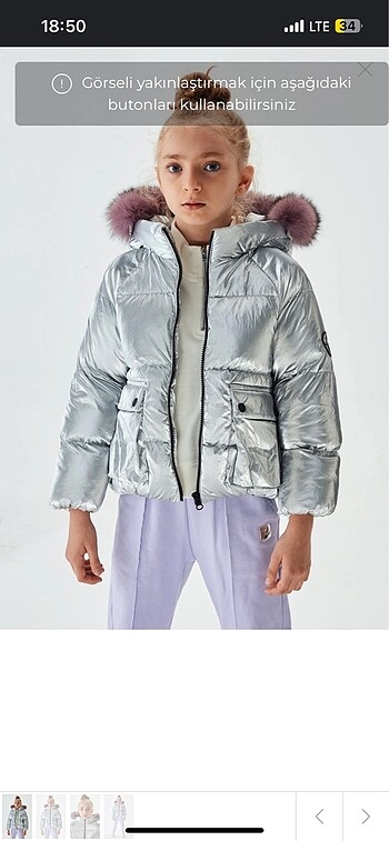 Tyess gümüş mont - Görsel 4