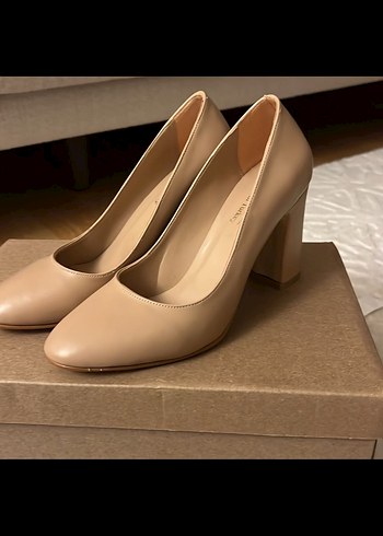 Bej Kadın Blok Topuklu Stiletto - Görsel 2