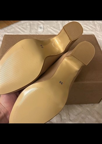 Bej Kadın Blok Topuklu Stiletto - Görsel 4