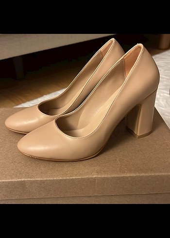 Bej Kadın Blok Topuklu Stiletto - Görsel 3