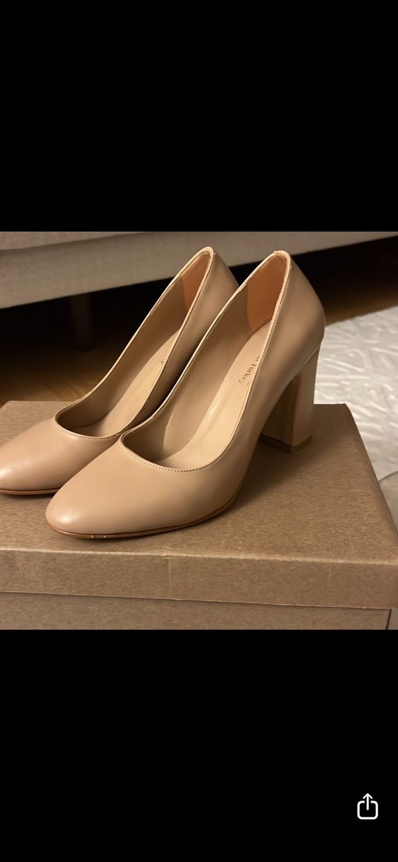 Bej Kadın Blok Topuklu Stiletto - Görsel 2