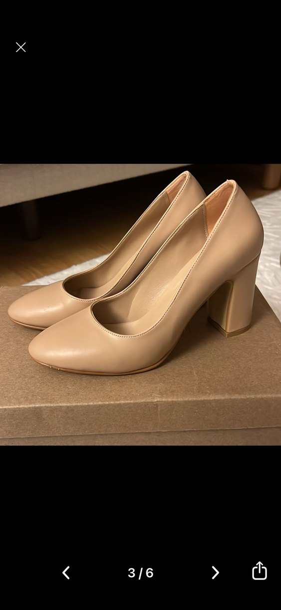 Bej Kadın Blok Topuklu Stiletto - Görsel 3