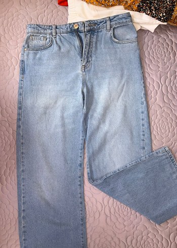 m Beden mavi Renk Kadın Mavi Bel Kuşaklı Midi Denim Pantolon