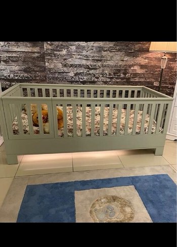  Beden Yeşil Haki Pastel Bebek Yatağı Montessori