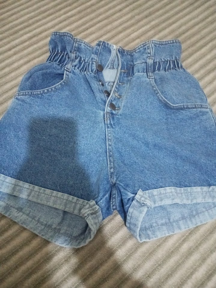 jeans kısa düğmeli şort - Görsel 3