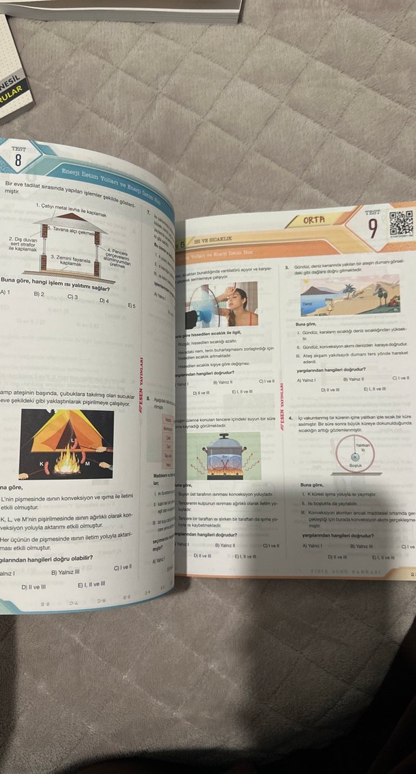 9.sınıf fizik test kitabı esen yayınları - Görsel 2