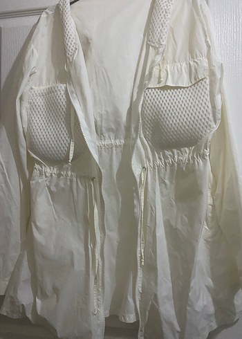 Beyaz Midi Hamile Keten Ceket - Görsel 5