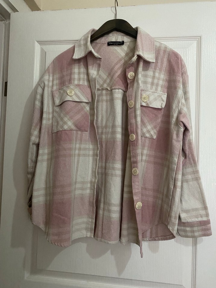 Uzun Kollu Düğmeli Pembe Ekose Gömlek - Görsel 4
