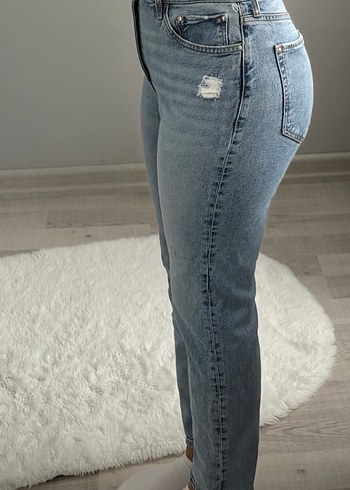 Mavi Jeans Gri Beyaz Kadın Denim Bol Kesim Pantolon