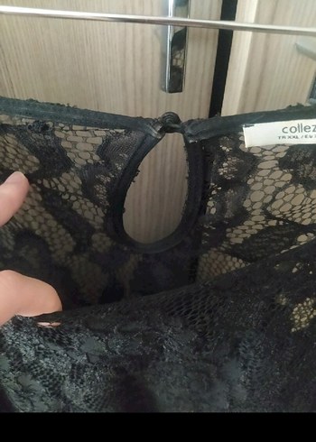 Collezione Dantel Detaylı XL Siyah Midi Elbise