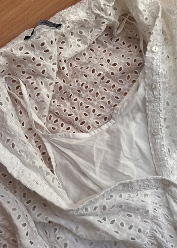 Dantel Detaylı Beyaz Keten Bohem Elbise - Görsel 4