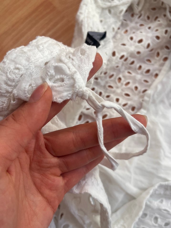 Dantel Detaylı Beyaz Keten Bohem Elbise - Görsel 5