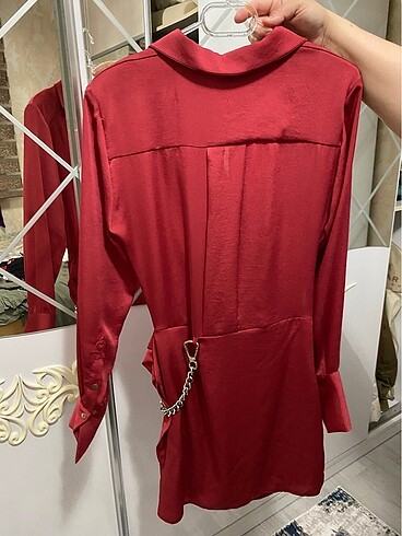Zara Kiremit rengi saten mini elbise