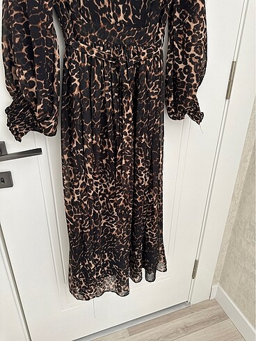 m Beden Leopar Elbise