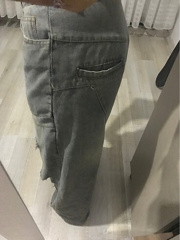s Beden mavi Renk Mavi Yırtmaçlı Baggy Jean