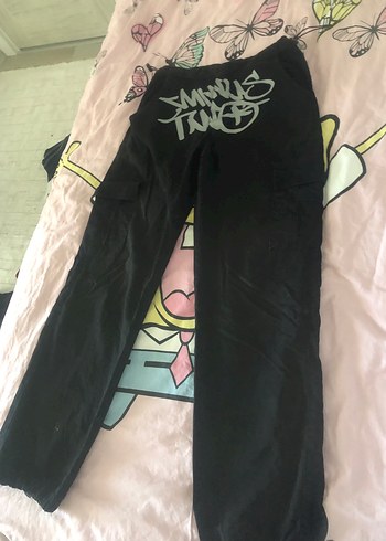 s Beden Siyah paraşüt pantolon