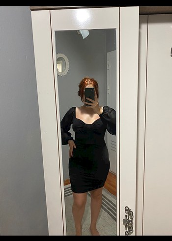 Siyah Drapeli Mini Elbise - Görsel 2