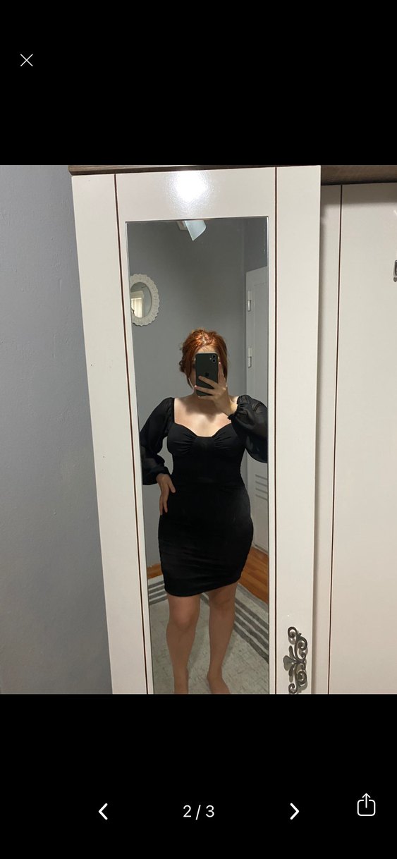 Siyah Drapeli Mini Elbise - Görsel 2