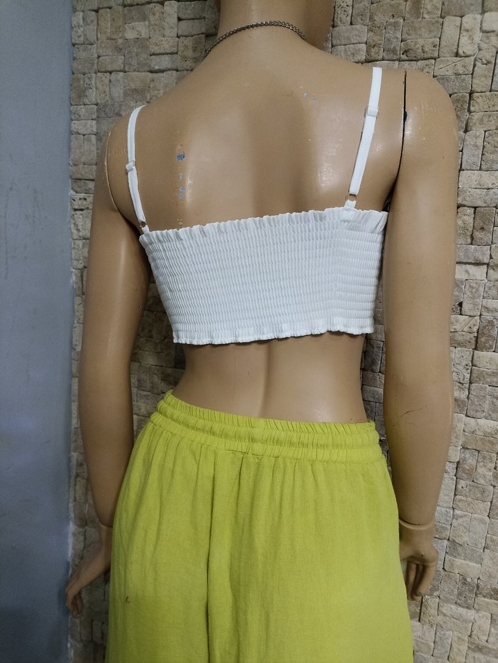 Beyaz Pamuklu İnce Askılı Mini Büstiyer - Görsel 2