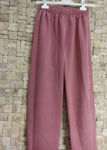 Pembe Midi Keten Rahat Kesim Kadın Pantolon - Görsel 2