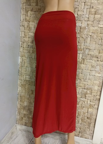 Kırmızı Drapeli Uzun Kadın Etek - Görsel 4