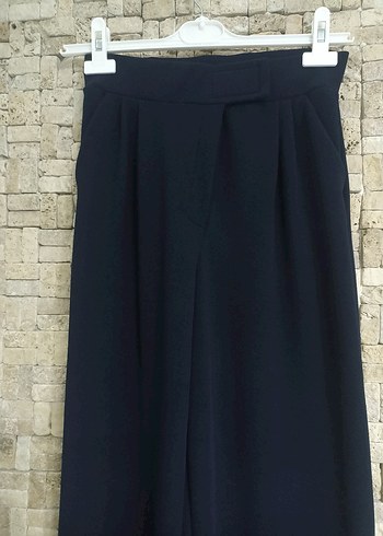 Kadın Lacivert Pilili Kumaş Pantolon - Görsel 3